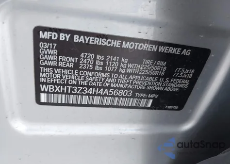 2017 BMW X1 xDrive28I z USA, uszkodzony, nr VIN WBXHT3Z34H4A56803